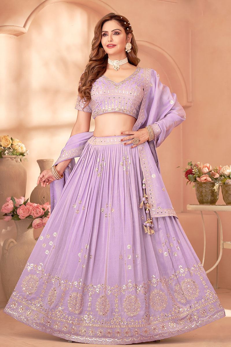 Trendy Lavender Designer Wedding Lehenga Choli for Engagement and Reception