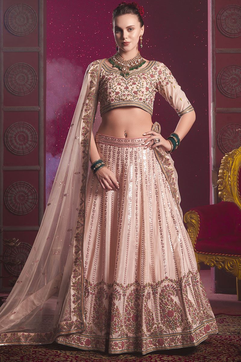 Exuberant Peach Designer Bridal Lehenga Choli for Wedding and Reception