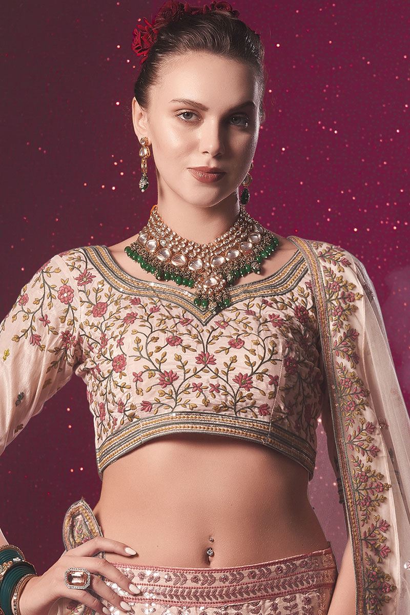 Exuberant Peach Designer Bridal Lehenga Choli for Wedding and Reception