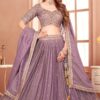 Smashing Lavender Designer Indo-Western Lehenga Choli for Engagement, Wedding, Pre-Wedding Shoot, and Reception