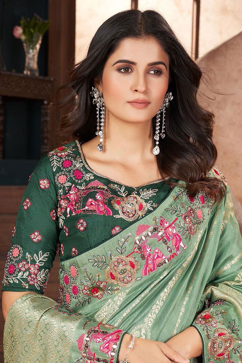 Marvelous Silk Designer Saree for Mehendi, Engagement, Wedding, and Reception