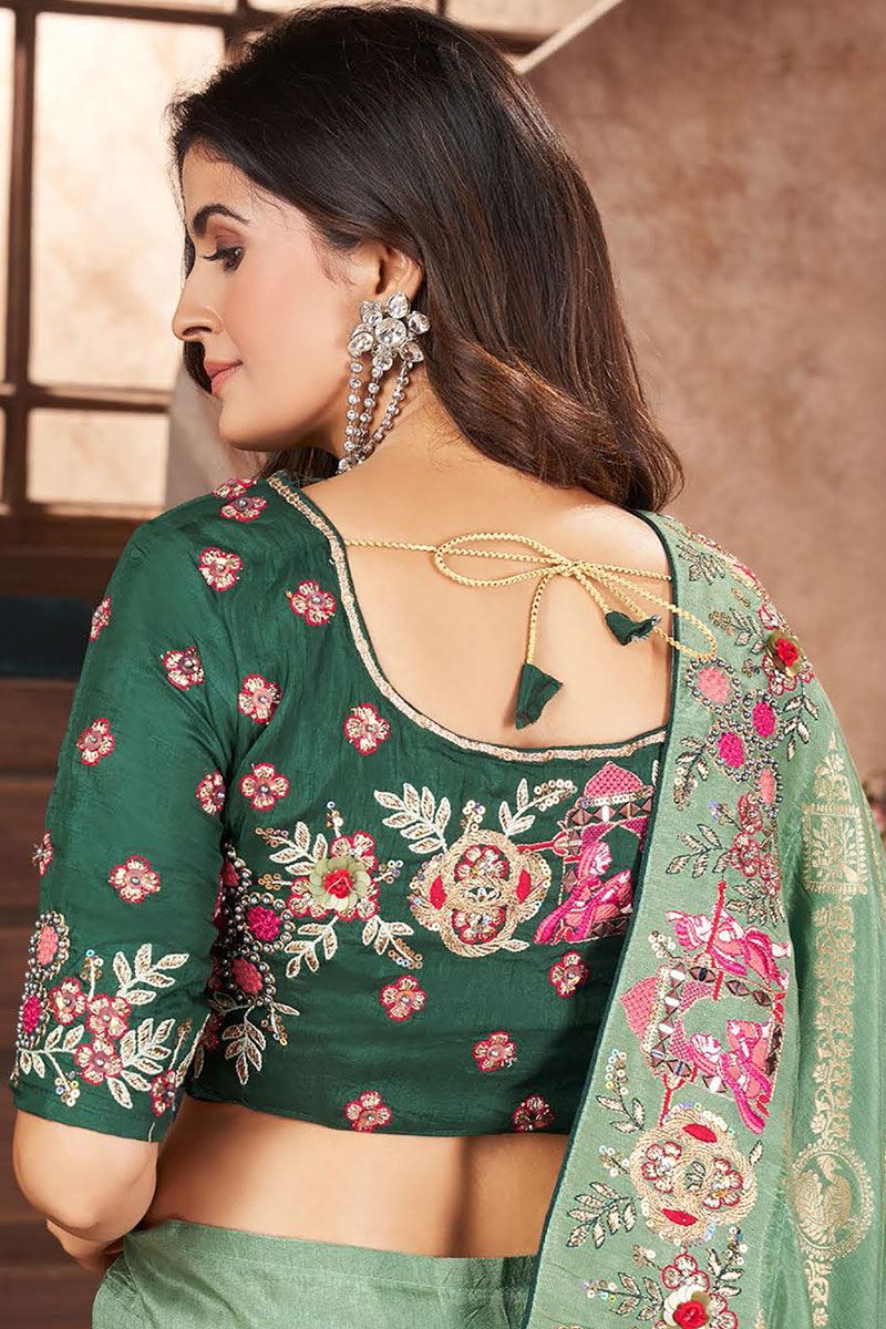 Marvelous Silk Designer Saree for Mehendi, Engagement, Wedding, and Reception