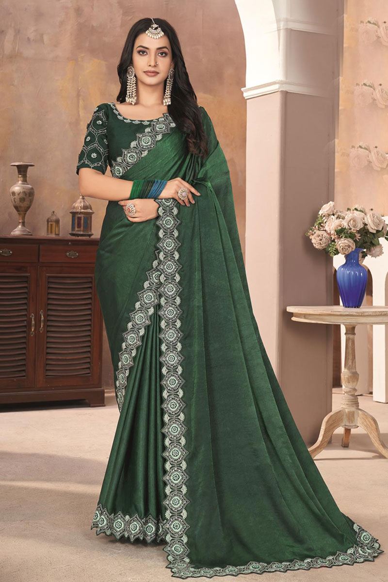 Attractive Silk Designer Saree for Mehendi, Wedding, Reception, and Festivals