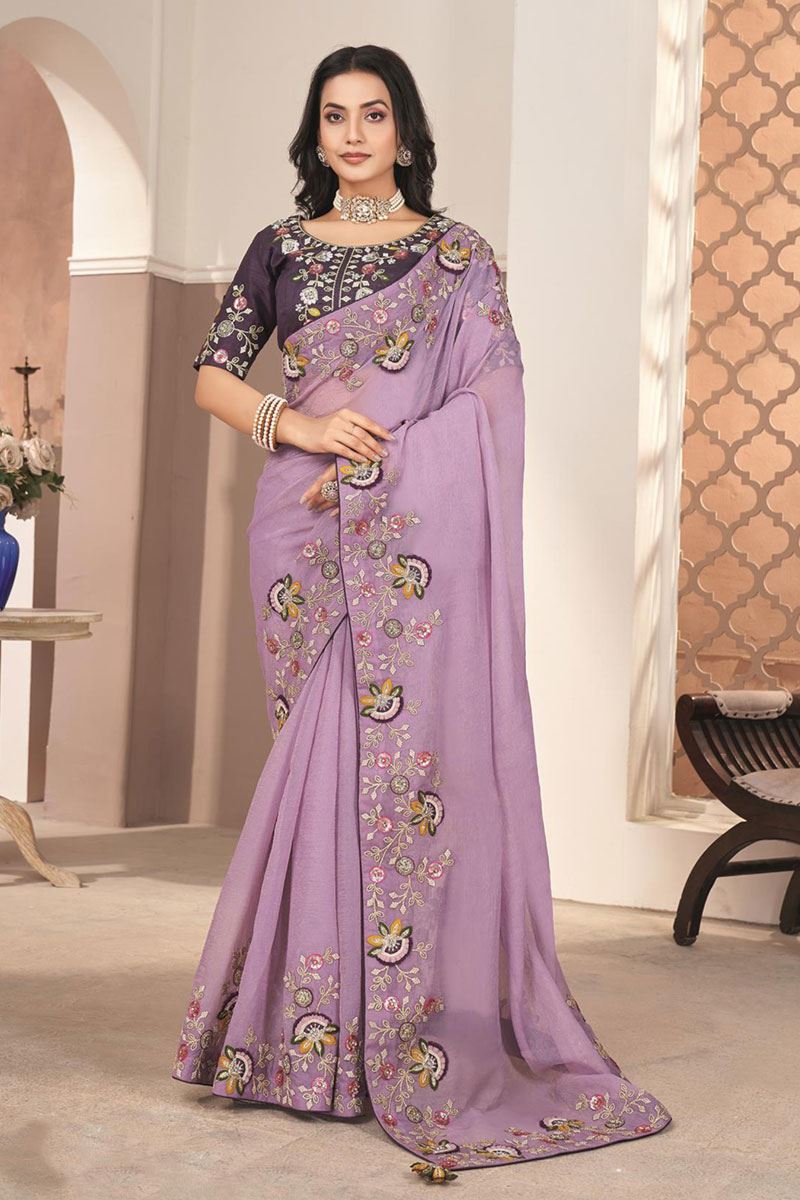 Glamorous Silk Designer Saree for Engagement, Reception, and Sangeet