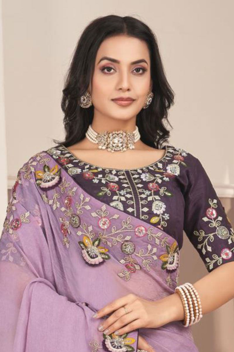 Glamorous Silk Designer Saree for Engagement, Reception, and Sangeet