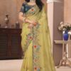 Artistic Organza Designer Saree for Haldi, Engagement, Party, and Reception