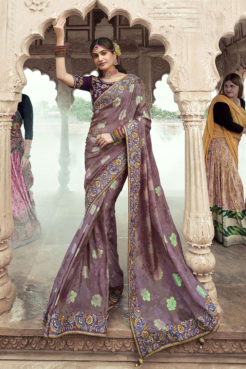 Ethnic Silk Designer Saree for Engagement and Reception