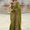 Charismatic Silk Designer Saree for Mehendi, Wedding, Sangeet, and Reception