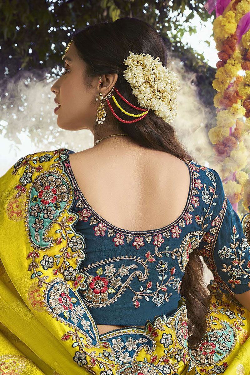 Fascinating Silk Designer Saree for Haldi, Wedding and Reception