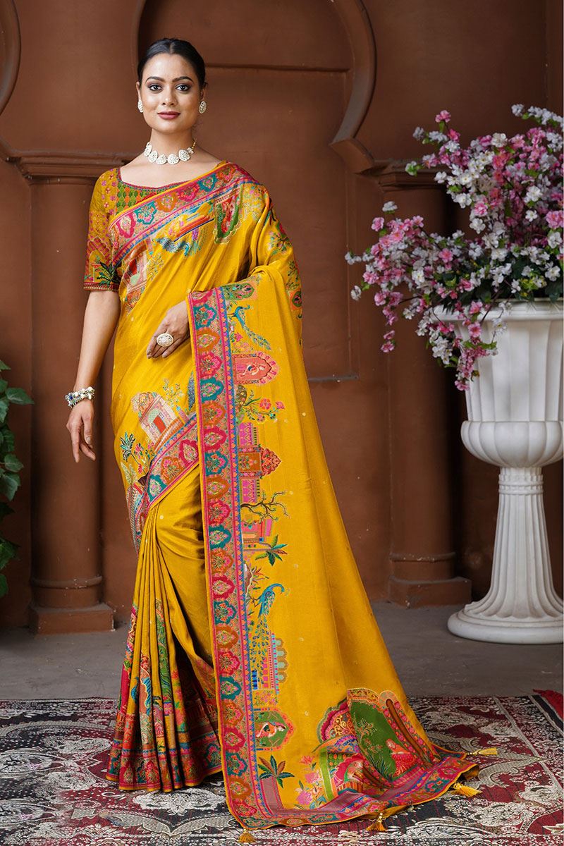 Marvelous Silk Designer Saree for Haldi, Wedding and Reception