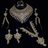 Impressive White, Silver Designer Bridal Necklace Set for Wedding and Reception