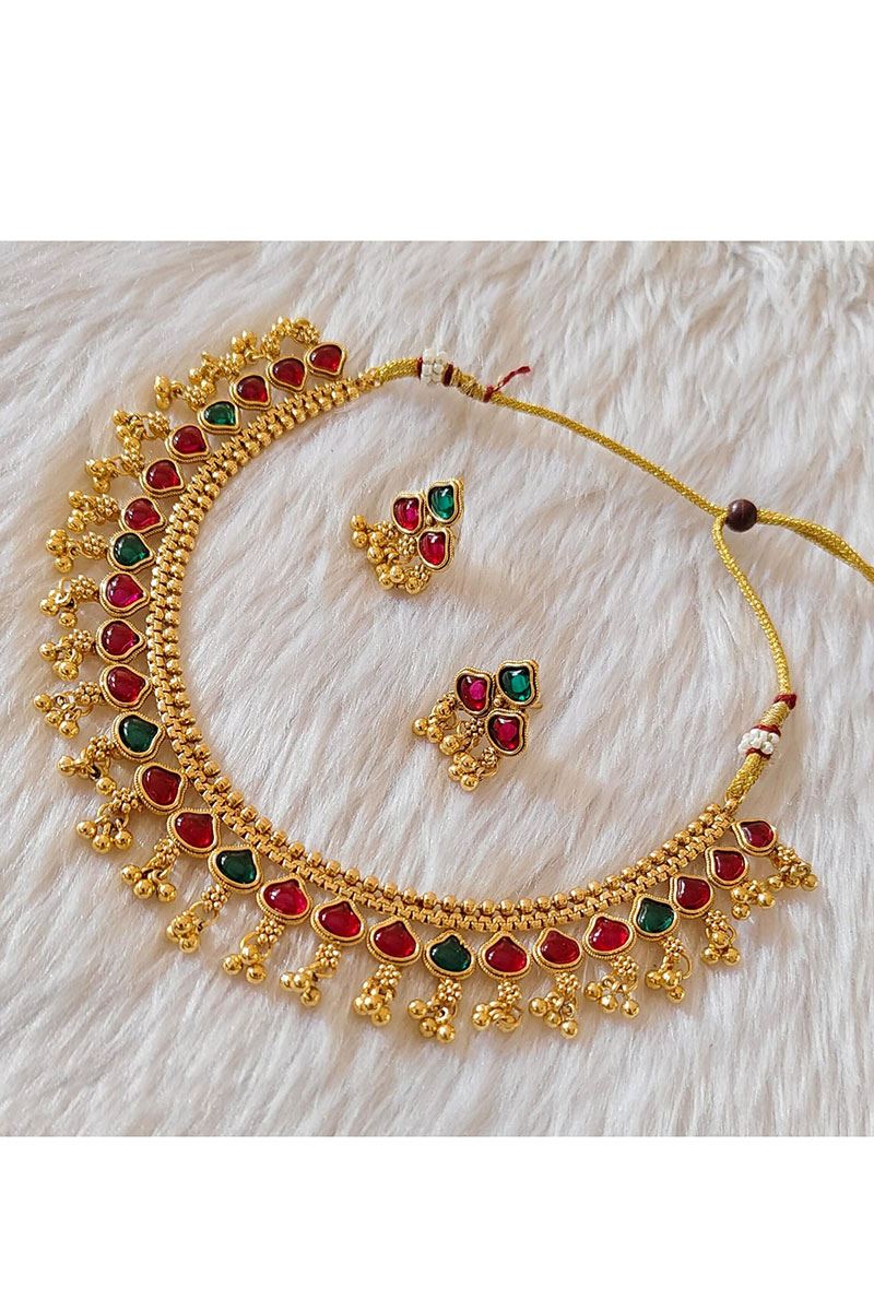 Heavenly Golden Designer Necklace Set for Wedding, Reception, and Festivals