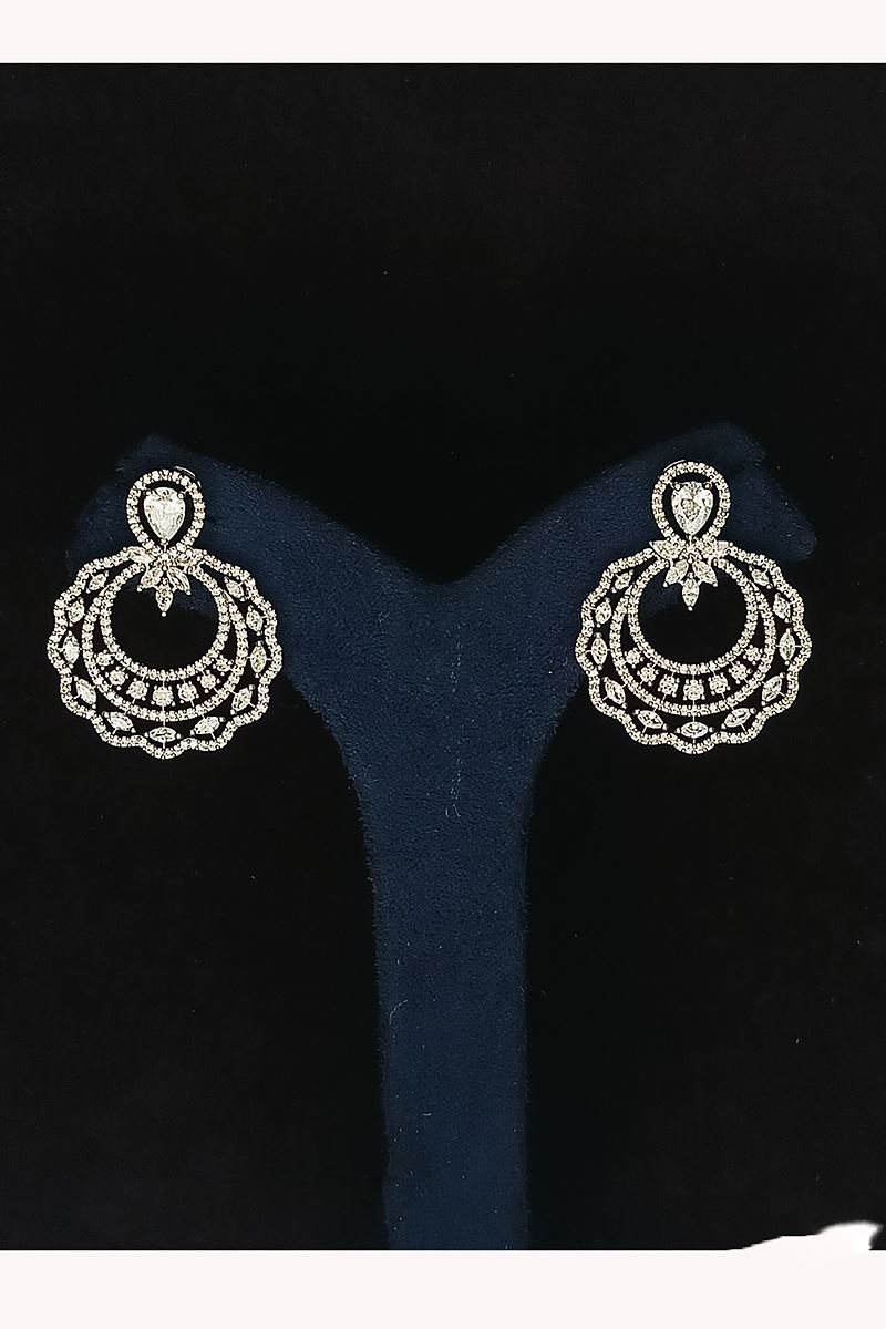 Delightful Silver Tone Designer Earring Set for Wedding, Reception, Party, Sangeet, and Festivals