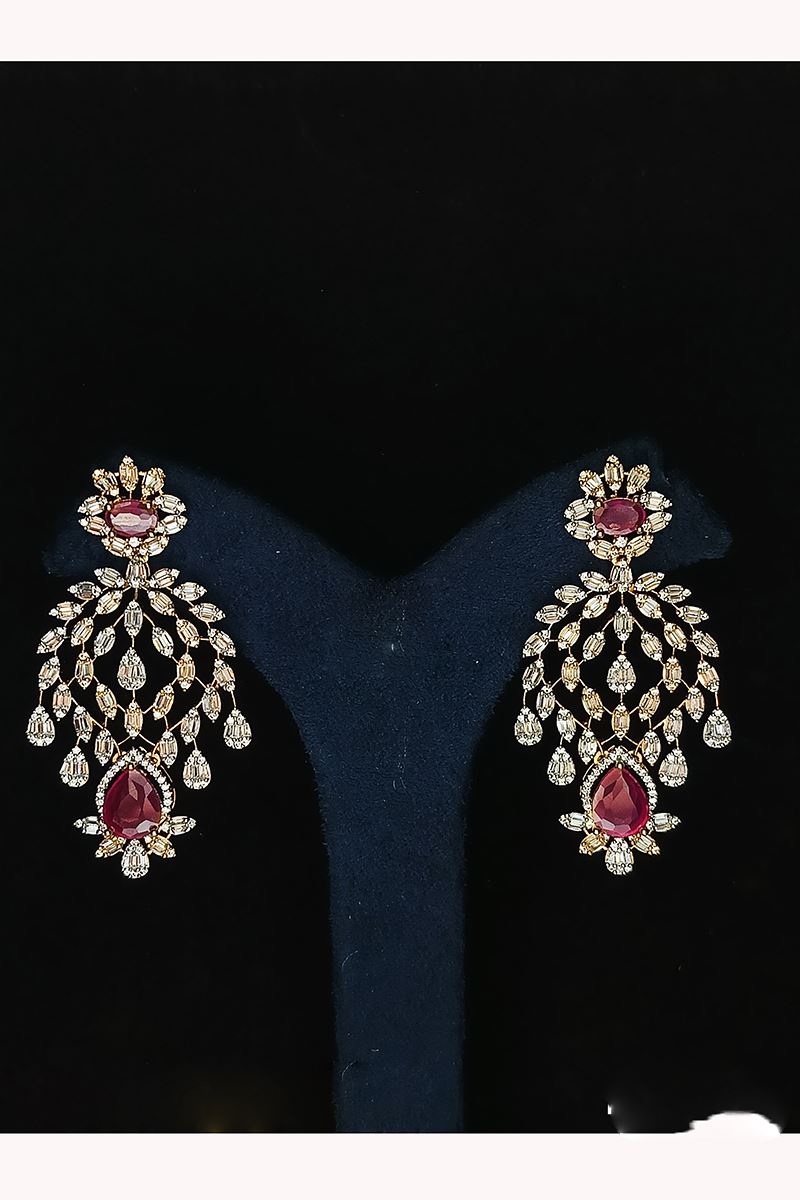 Trendy Gold Tone Designer Earring Set for Wedding, Reception, Party, Sangeet, and Festivals