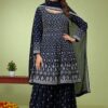 Glorious Dark Blue Designer Palazzo Suit for Reception, Party, and Festivals
