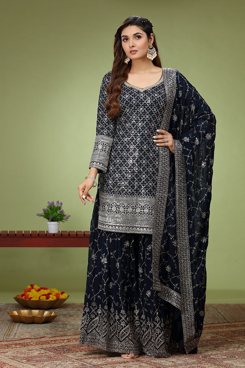 Ethnic Black Designer Palazzo Suit for Party