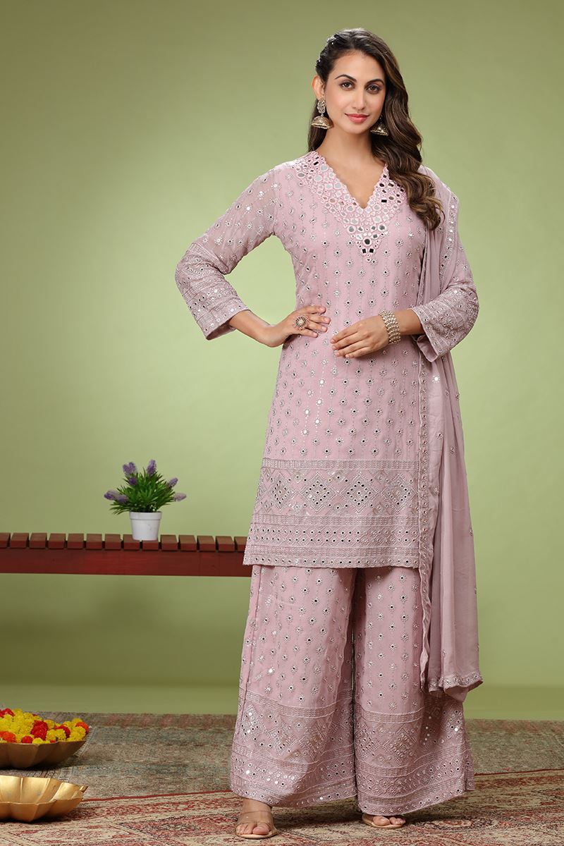 Charismatic Pink Designer Palazzo Suit for Sangeet, Party, and Festivals
