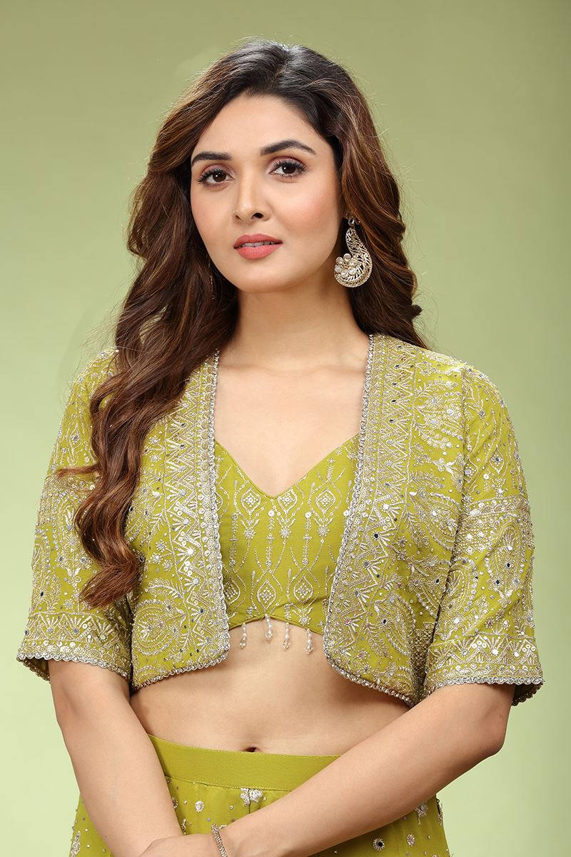 Amazing Olive Designer Palazzo Suit for Party, Sangeet, and Festivals