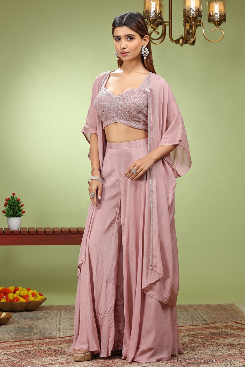 Charming Pink Designer Palazzo Suit for Party