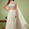 Gorgeous Cream Designer Indo-Western Lehenga Choli for Sangeet and Party