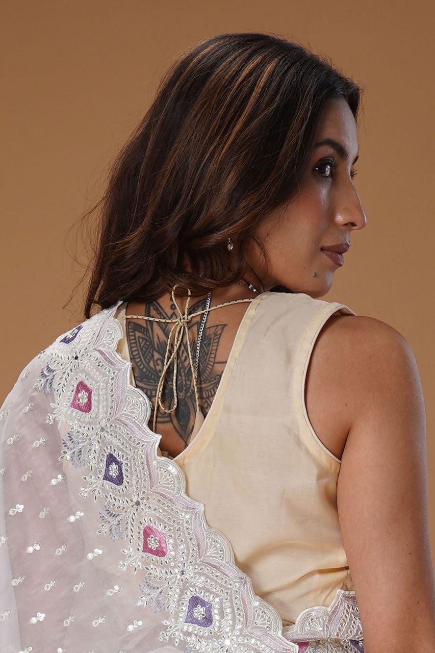 Ethnic Organza Designer Saree for Party