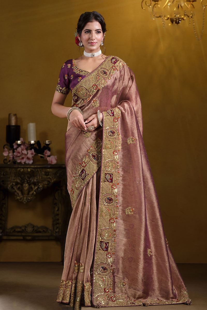 Aesthetic Pure Georgette with Zari Organza Silk Designer Saree for Wedding, Engagement, and Reception