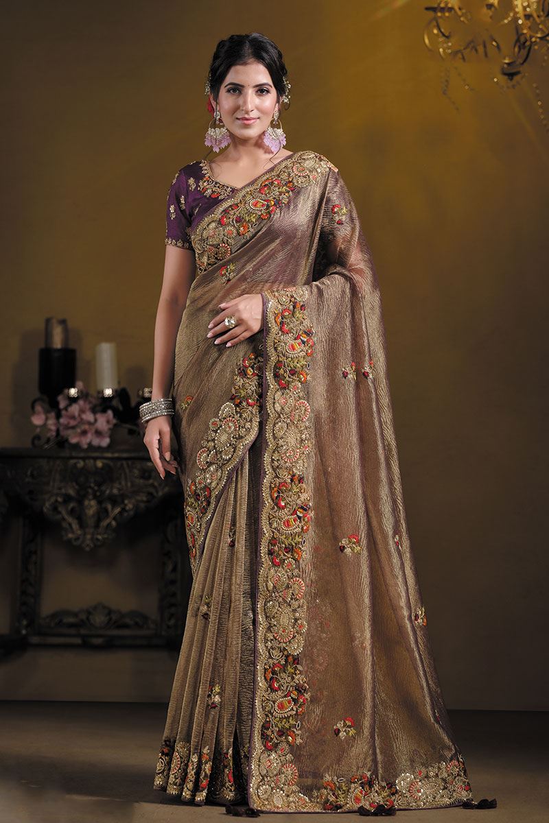 Royal Pure Banarasi Crush Designer Saree for Wedding, Engagement, and Reception