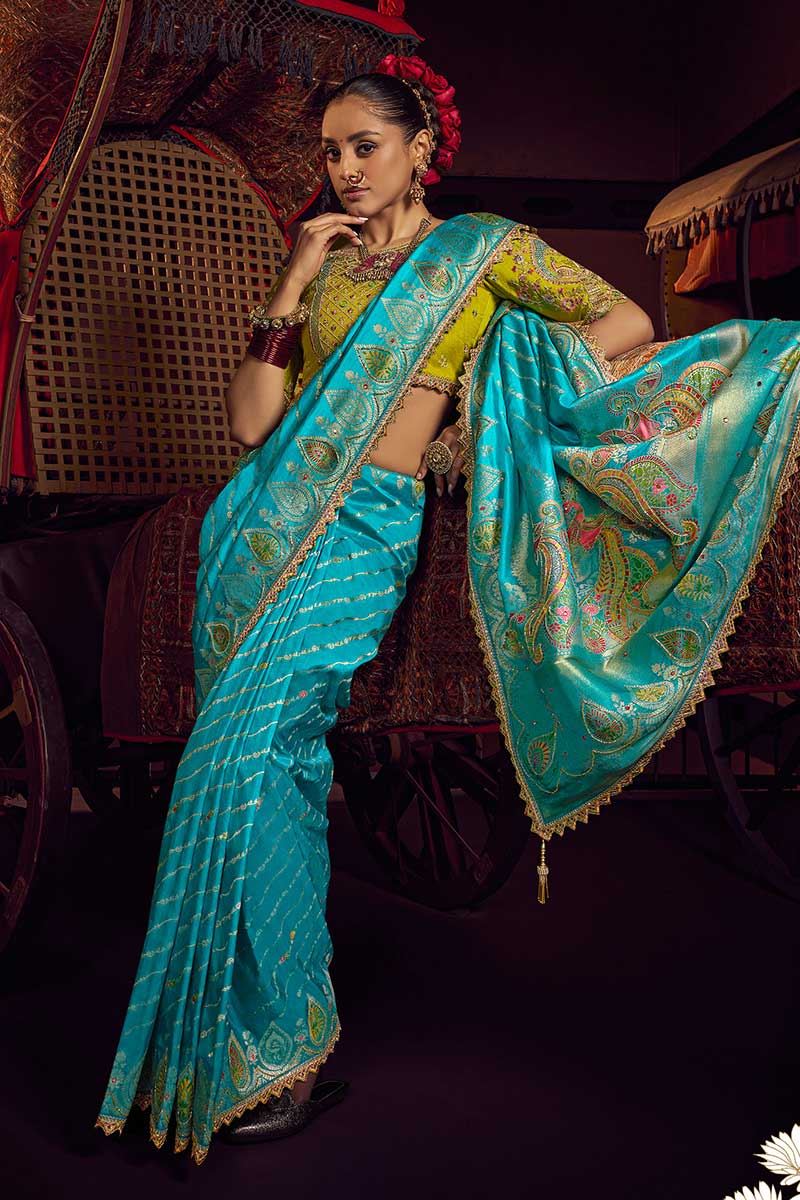 Irresistible Pure Viscose Dola Silk Designer Saree for Wedding, Sangeet, Festivals, and Reception