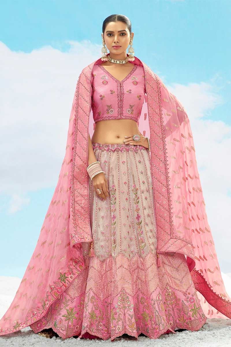 Outstanding Pink Designer Wedding Lehenga Choli for Engagement, Wedding, Sangeet, Party, and Reception