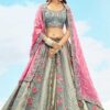Flamboyant Grey Designer Wedding Lehenga Choli for Sangeet, Party, and Reception
