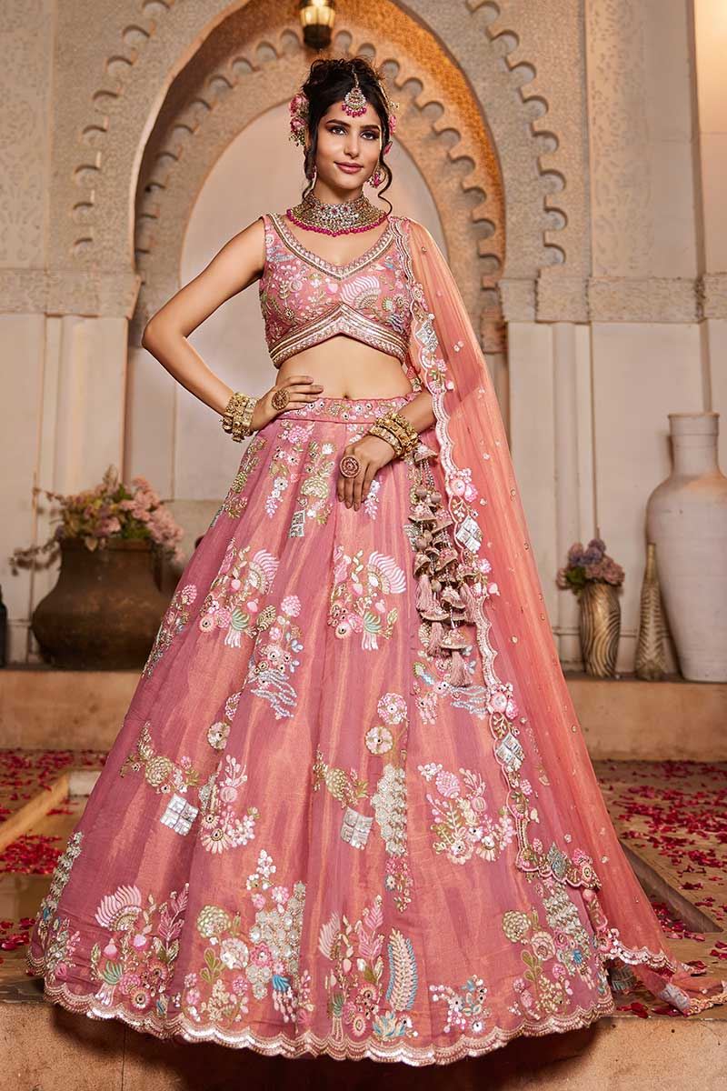 Impressive Pink Designer Indo-Western Lehenga Choli for Engagement, Sangeet, and Reception