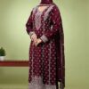 Beautiful Maroon Designer Straight Cut Suit for Wedding, Reception, Party and Festivals