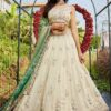 Divine Cream Designer Indo-Western Lehenga Choli for Engagement, Sangeet, Party, and Reception