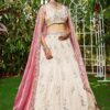 Gorgeous Cream and Pink Designer Indo-Western Lehenga Choli for Engagement, Sangeet, Party, and Reception