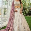 Astounding Cream Designer Indo-Western Lehenga Choli for Engagement, Sangeet, Party, and Reception