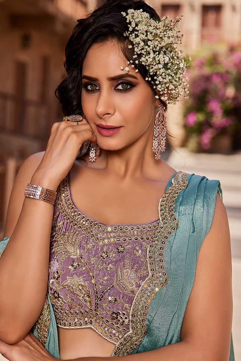 Trendy Lavender Designer Indo-Western Lehenga Choli for Engagement, Sangeet, and Reception