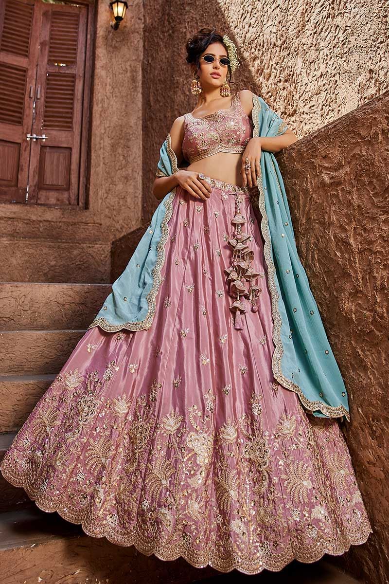 Marvelous Pink Designer Indo-Western Lehenga Choli for Engagement, Sangeet, and Reception