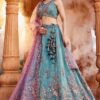 Charismatic Blue Designer Indo-Western Lehenga Choli for Engagement, Sangeet, Reception, and Party