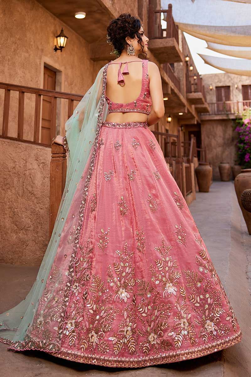 Lovely Pink Designer Indo-Western Lehenga Choli for Engagement, Sangeet, and Reception