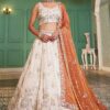 Outstanding Off-White Designer Indo-Western Lehenga Choli for Engagement, Sangeet, Reception, and Party