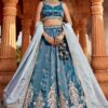 Fascinating Blue Designer Indo-Western Lehenga Choli for Engagement, Sangeet, Reception, and Party