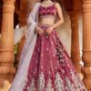 Creative Burgundy Designer Indo-Western Lehenga Choli for Engagement, Wedding, Sangeet, Reception, and Party