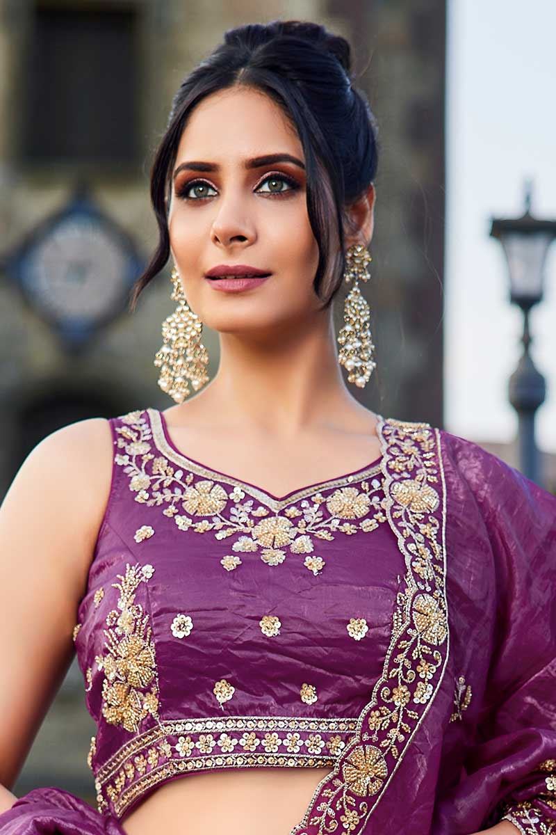 Artistic Burgundy Designer Indo-Western Lehenga Choli for Wedding, Sangeet, Party, and Reception