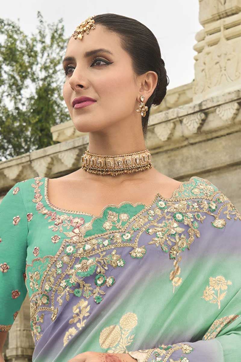 Enticing Viscose Tissue Silk Designer Saree for Party, Sangeet, and Engagement