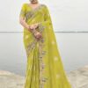 Delightful Viscose Tissue Silk Designer Saree for Party, Sangeet, Festivals, and Engagement
