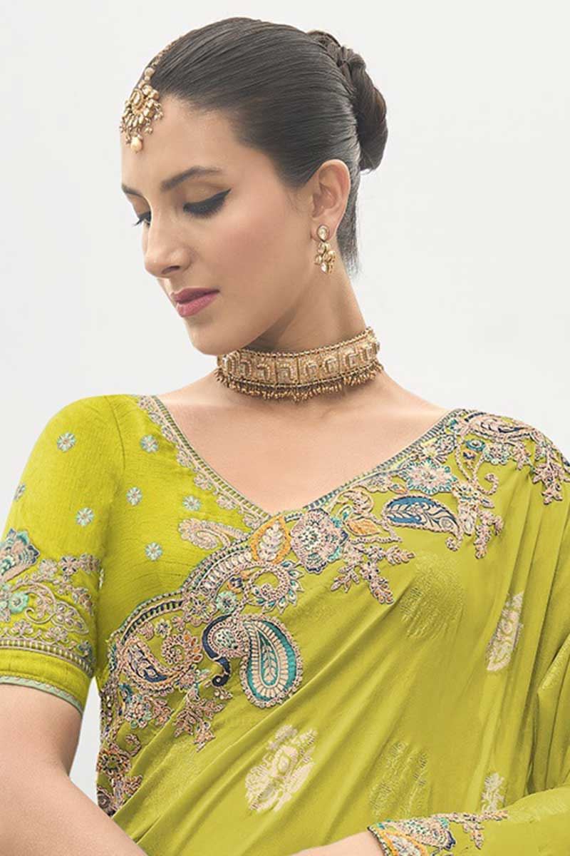 Delightful Viscose Tissue Silk Designer Saree for Party, Sangeet, Festivals, and Engagement