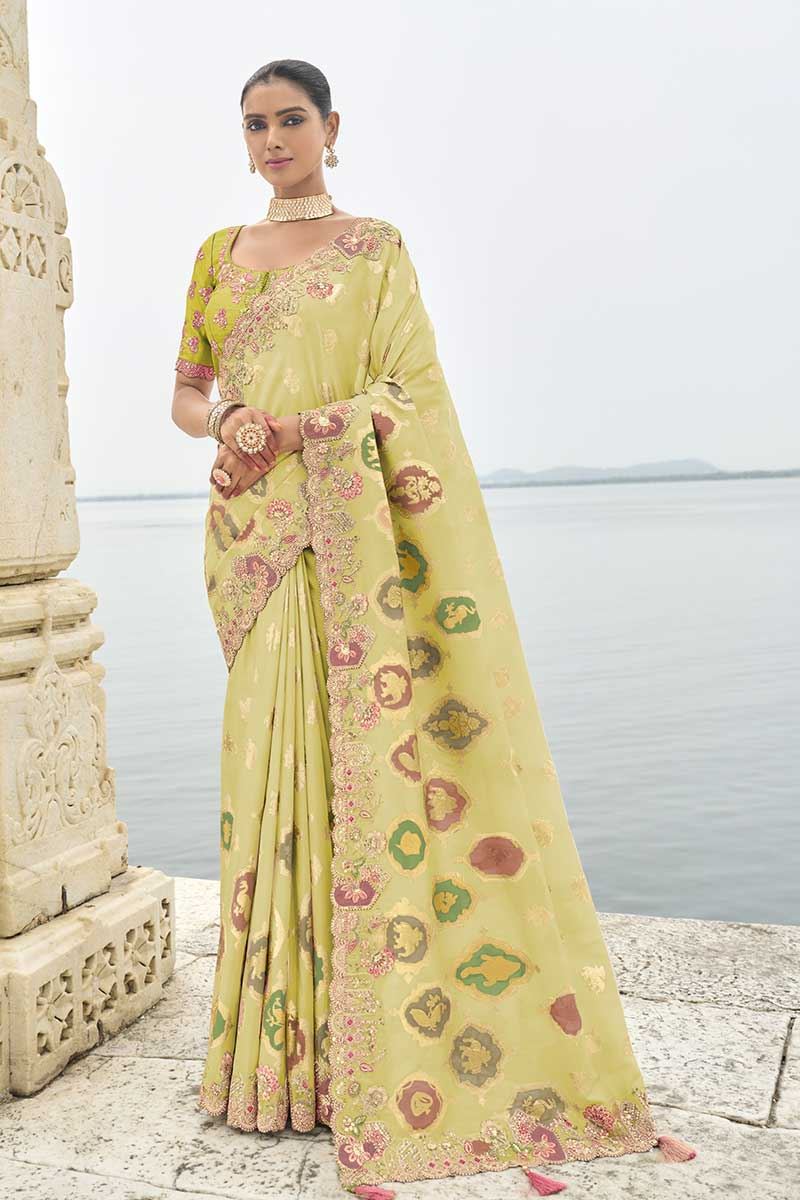 Gorgeous Viscose Tissue Silk Designer Saree for Party, Sangeet, Festivals, Engagement, and Reception