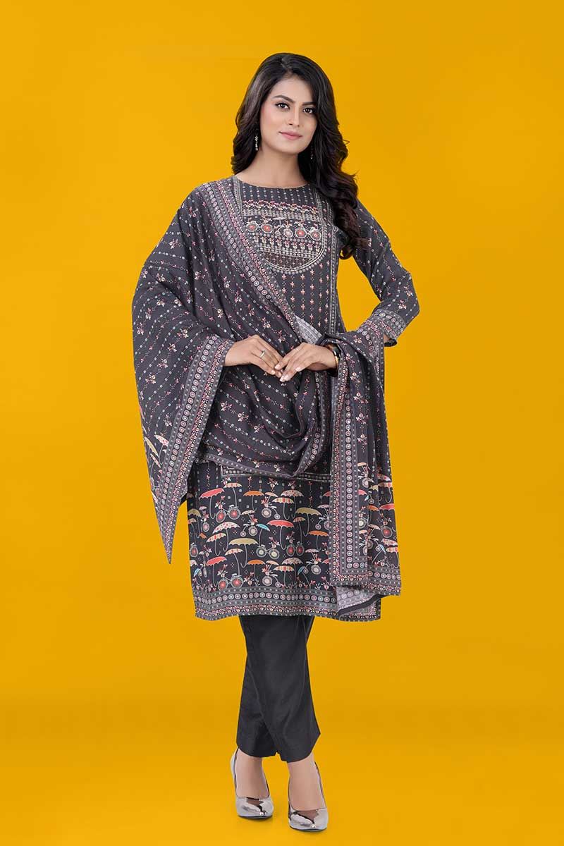 Alluring Grey Designer Straight Cut Suit for Party, Sangeet, and Festivals