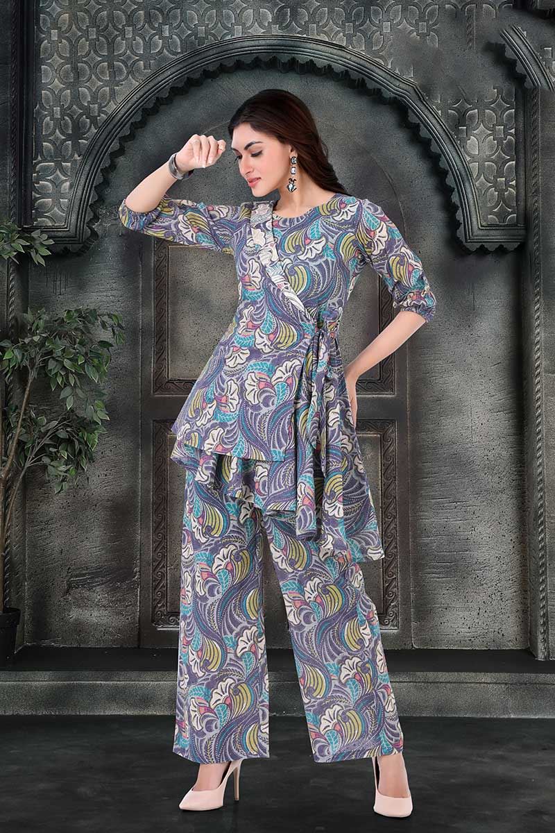 Charismatic Blue Designer Co-Ord Set for Party