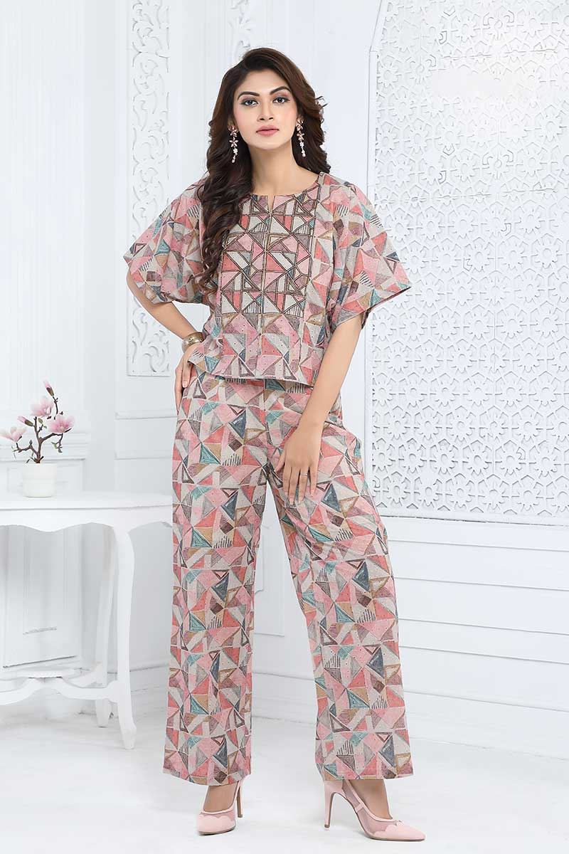 Smashing Peach Designer Co-Ord Set for Party